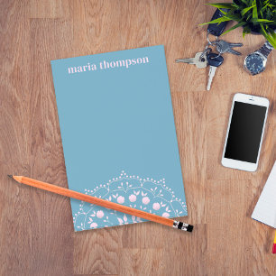 Modern Blush Pink Blue Minimalist Custom Post-it Notes