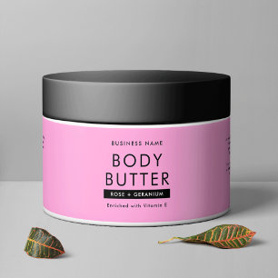 Modern Blush Pink Body Butter Cosmetic Jar Label