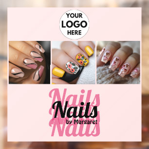 Modern Blush Pink Bold Logo Photo Nail Salon