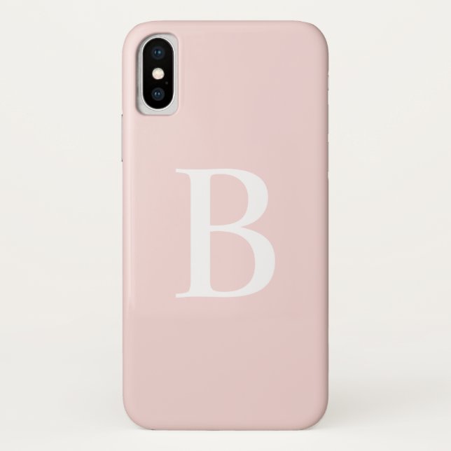 Modern Blush Pink Bold Typography Monogram Case-Mate iPhone Case (Back)