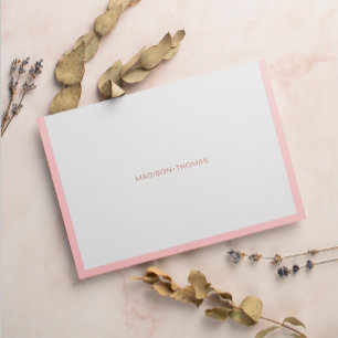 Modern Blush Pink Border Terracotta Stationery Card