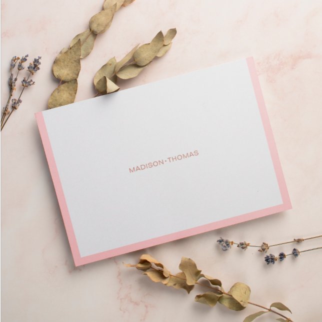 Modern Blush Pink Border Terracotta Stationery Card (Creator Uploaded)