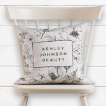 Modern Blush Pink Botanical Floral Business Cushion<br><div class="desc">I was thinking about how I could carry my bestselling business card design into other products, and thought it would look gorgeous on a pillow! This is the result :) I can see it in a salon in the waiting room, and think it's so cute! This blush pink, modern botanical...</div>