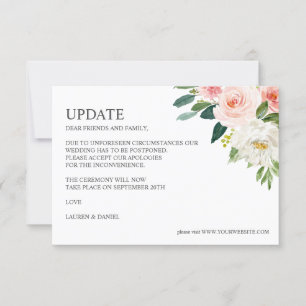 Modern Blush   Pink Botanical WEDDING UPDATE Invitation