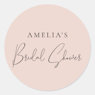 Modern Blush Pink Bridal Shower  Classic Round Sticker