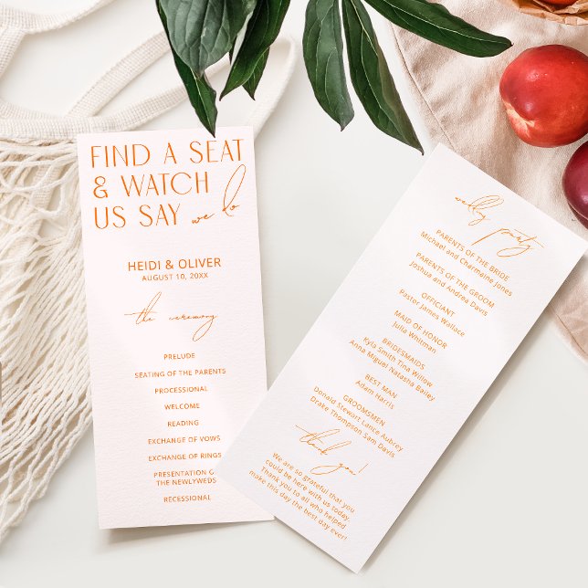 Modern Blush Pink & Bright Orange Wedding Programs (Creator Uploaded)