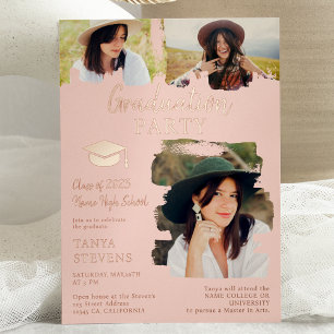 Modern blush pink Brushstroke 3 photos graduation