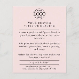 Modern Blush Pink Business Logo Promotional Flyer