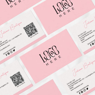Modern Blush Pink Business Logo    QR Code Card