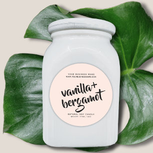Modern blush pink candle product label