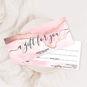 Modern Blush Pink Certificate Gift Card Add Logo