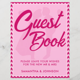 Modern Blush Pink Chevron Guest Book Wedding Sign