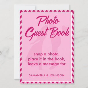 Modern Blush Pink Chevron Photo Guestbook Sign