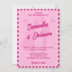 Modern Blush Pink Chevron Stripe Photo Wedding Invitation