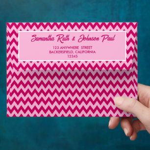 Modern Blush Pink Chevron Stripe Wedding  Envelope