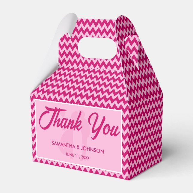 Modern Blush Pink Chevron Stripe Wedding Favour Box (Front Side)
