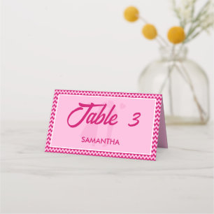 Modern Blush Pink Chevron Stripe Wedding Place Card