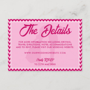 Modern Blush Pink Chevron Stripe Wedding Website Enclosure Card