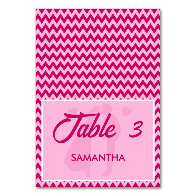 Modern Blush Pink Chevron Wedding Place Card (Front)