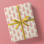 Modern Blush Pink Christmas Tree on Ivory Cream Wrapping Paper<br><div class="desc">This product features a pretty monochromatic dusty rose quartz blush powder baby pink decorated christmas tree with a gold star,  repeated in a seamless pattern on ecru ivory / cream off-white</div>