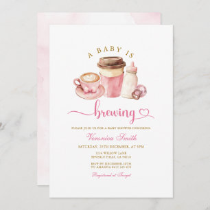 Modern Blush Pink Coffee Theme Latte Baby Shower Invitation