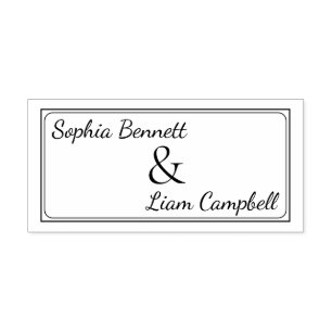 Modern blush pink collection bride and groom name  self-inking stamp