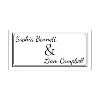 Modern blush pink collection bride and groom name self-inking stamp