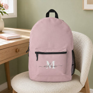 Modern Blush Pink Custom Monogram Name Backpack