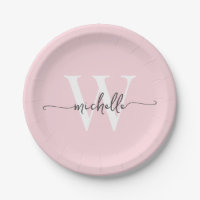 Modern Blush Pink Custom Monogram Name Script