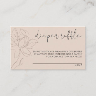 Modern Blush Pink Cute Floral Diaper Raffle Enclosure Card