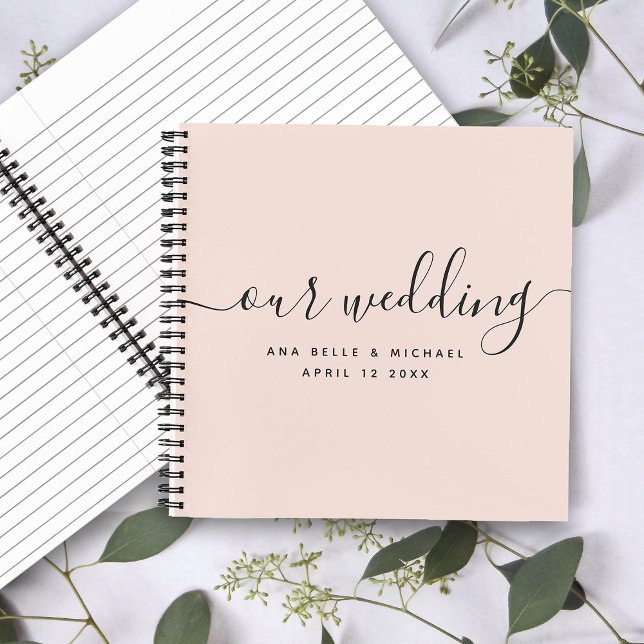 Modern Blush Pink Elegant Script Wedding Guest Notebook (Creator Uploaded)