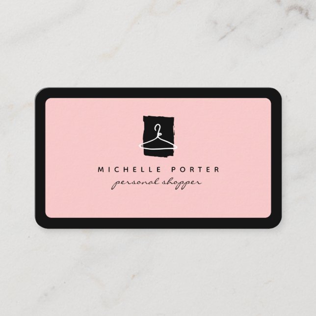 Modern blush pink fashion stylist personal shopper business card (Front)