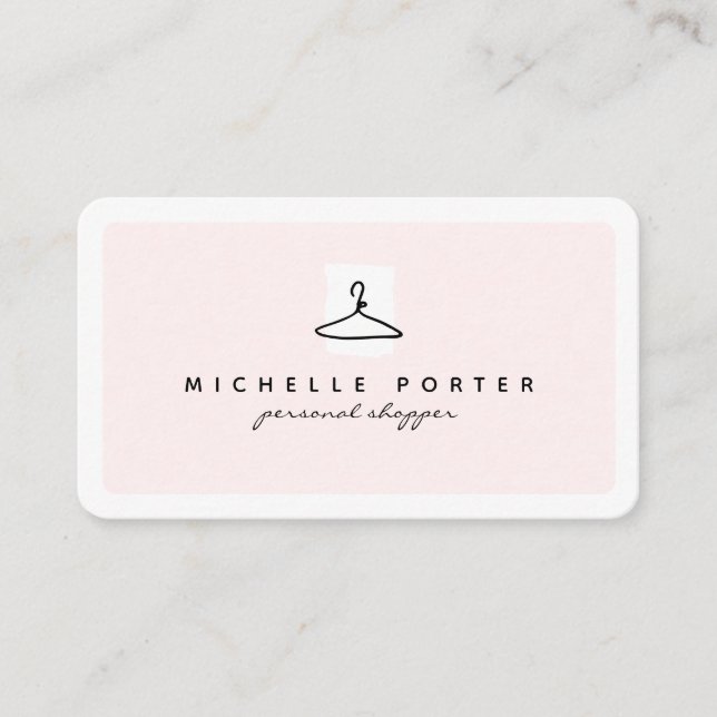 Modern blush pink fashion stylist personal shopper business card (Front)