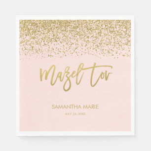 Modern Blush Pink Faux Gold Glitter Mazel Tov Napkin