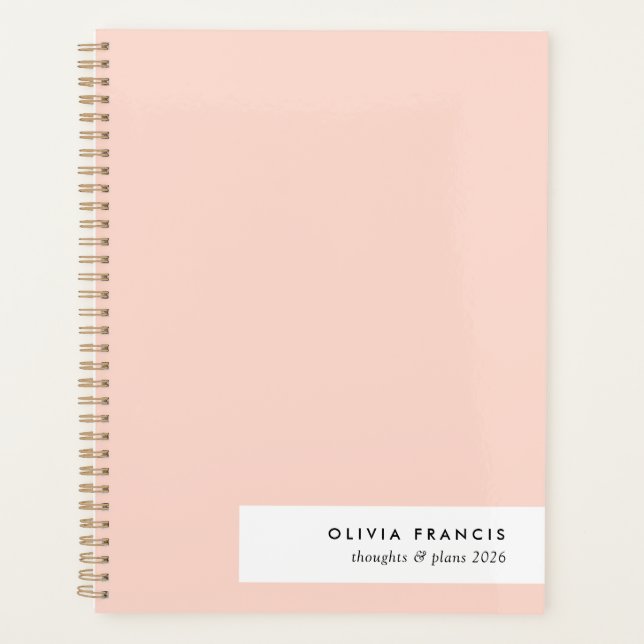 Modern Blush Pink Feminine Minimalist Simple 2026 Planner (Front)