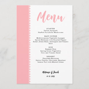 Modern Blush Pink Flat Menu Card