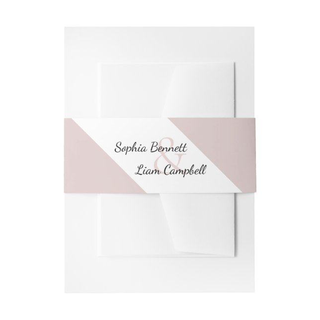 Modern blush pink floral  invitation belly band (Front Example)