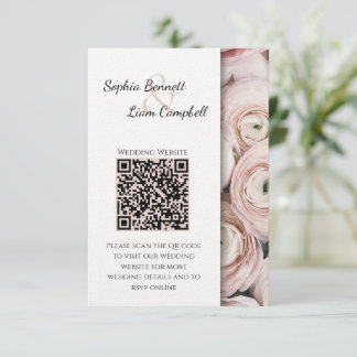 Modern Blush Pink flower elegant script Enclosure Card