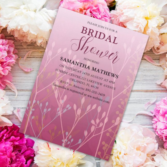 Modern Blush Pink Foliage Bridal Shower Invitation (Creator Uploaded)