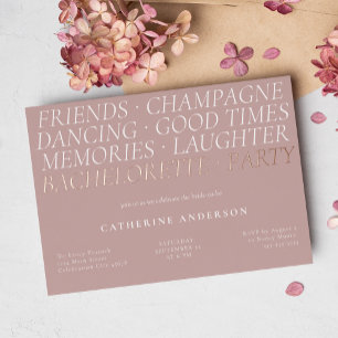 Modern Blush Pink Fun Words Bachelorette Party