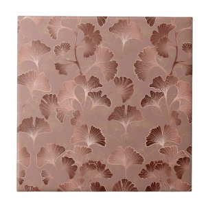 Modern Blush Pink Ginkgo Leaf Luxury Pattern Tile