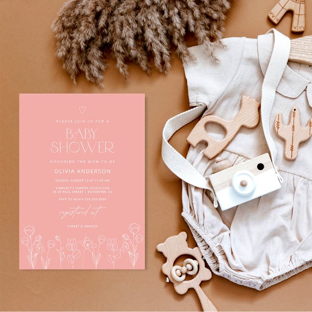 Modern Blush Pink Girl Baby Shower Invitation (Creator Uploaded)