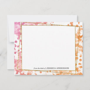 Modern Blush Pink Gold Abstract Watercolor Desk Card