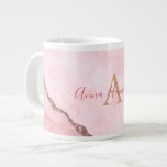 Modern Blush Pink Gold Agate Geode  Monogram Large Coffee Mug<br><div class="desc">Modern Elegant Blush Pink Agate Geode Monogram Giant Coffee Mug</div>