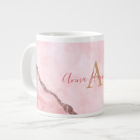 Modern Blush Pink Gold Agate Geode  Monogram