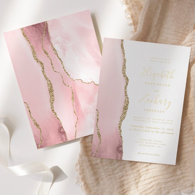 Modern Blush Pink Gold Agate Wedding (Creator Uploaded)
