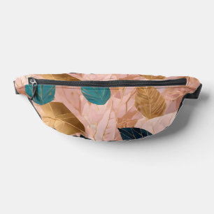 Modern Blush Pink Gold Boho Leaves Collection Bum Bags