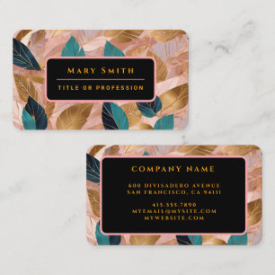 Modern Blush Pink Gold Boho Leaves Collection Business Card