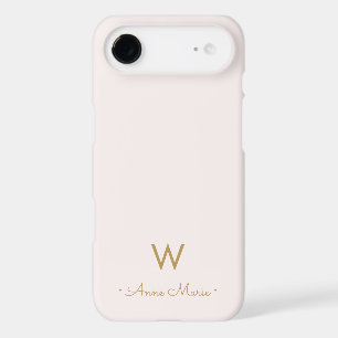 Modern Blush Pink Gold Script Monogram