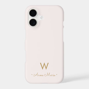 Modern Blush Pink Gold Script Monogram